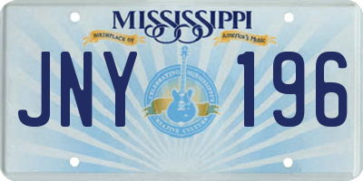 MS license plate JNY196