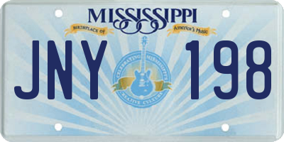 MS license plate JNY198
