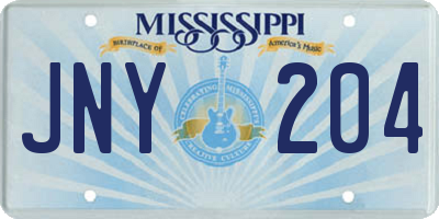 MS license plate JNY204