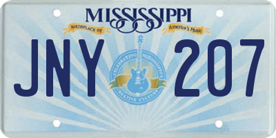 MS license plate JNY207