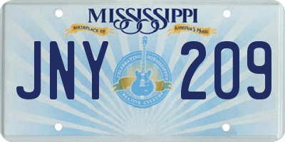 MS license plate JNY209