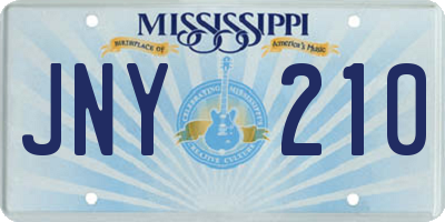 MS license plate JNY210