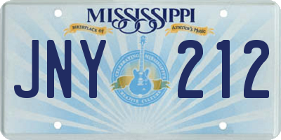 MS license plate JNY212
