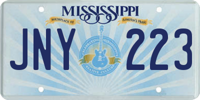 MS license plate JNY223