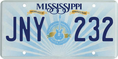MS license plate JNY232