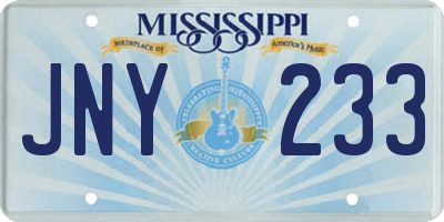 MS license plate JNY233