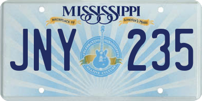 MS license plate JNY235