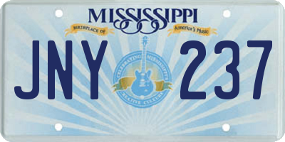 MS license plate JNY237
