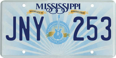 MS license plate JNY253