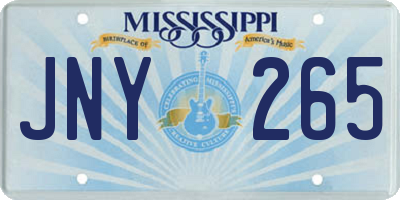 MS license plate JNY265