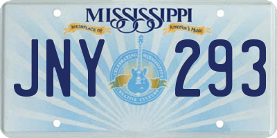 MS license plate JNY293