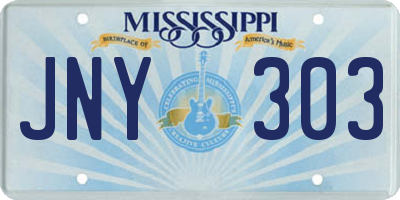 MS license plate JNY303