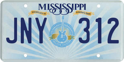 MS license plate JNY312