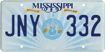 MS license plate JNY332