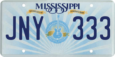 MS license plate JNY333
