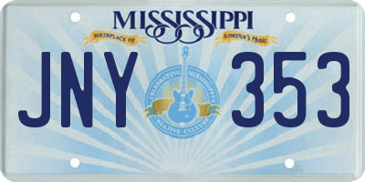 MS license plate JNY353