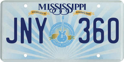 MS license plate JNY360