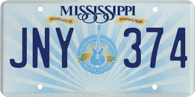 MS license plate JNY374