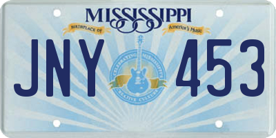 MS license plate JNY453
