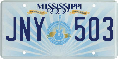 MS license plate JNY503