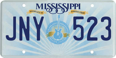 MS license plate JNY523