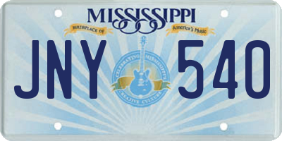 MS license plate JNY540