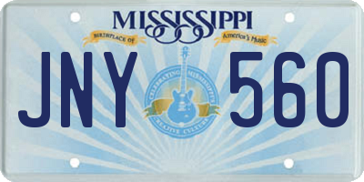 MS license plate JNY560