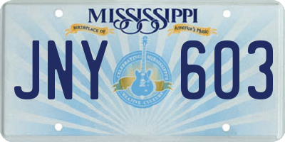 MS license plate JNY603