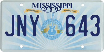 MS license plate JNY643