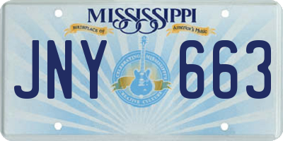 MS license plate JNY663
