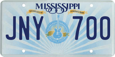 MS license plate JNY700
