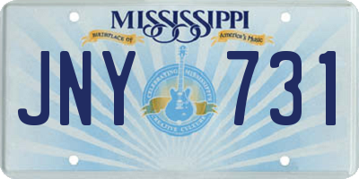 MS license plate JNY731