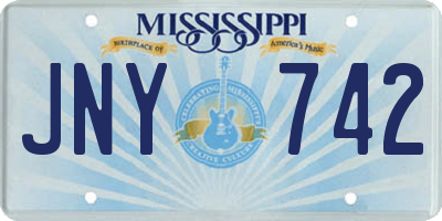 MS license plate JNY742