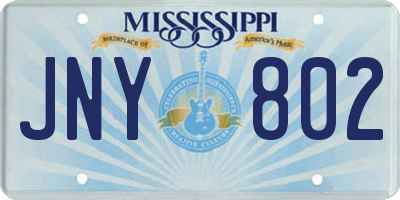 MS license plate JNY802