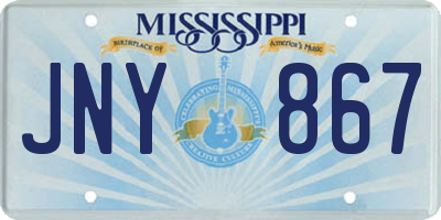 MS license plate JNY867