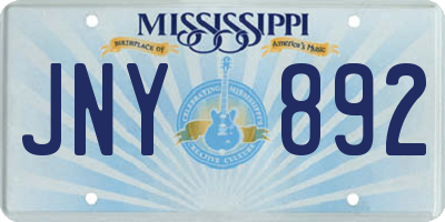 MS license plate JNY892