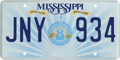 MS license plate JNY934