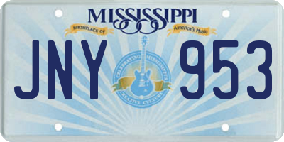 MS license plate JNY953