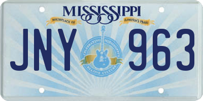 MS license plate JNY963