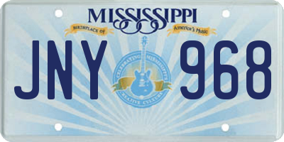 MS license plate JNY968