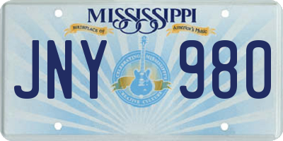 MS license plate JNY980