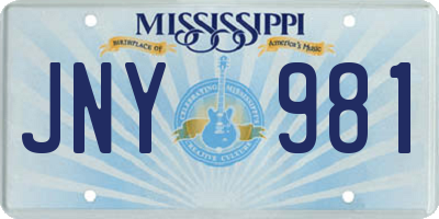 MS license plate JNY981