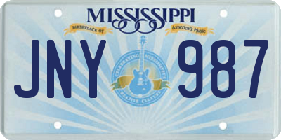 MS license plate JNY987