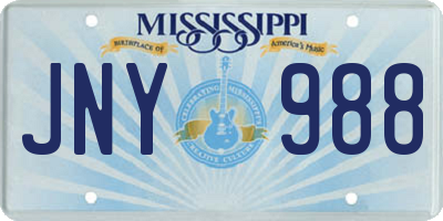 MS license plate JNY988