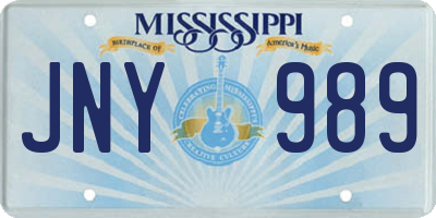 MS license plate JNY989