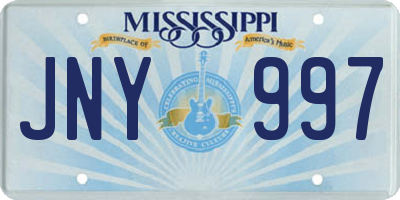 MS license plate JNY997