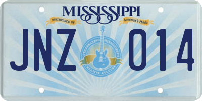 MS license plate JNZ014