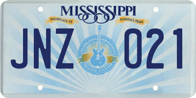 MS license plate JNZ021