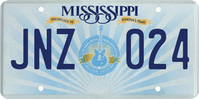 MS license plate JNZ024
