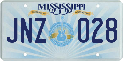 MS license plate JNZ028